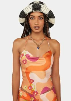 Another Girl Psychedelic Floral Scarf Top Bra Tops