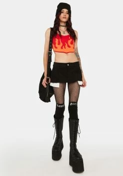 Another Girl Burning Heart Knit Halter Top Crop Halter Top