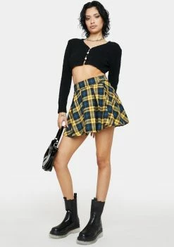 Pretty Garbage Plaid Pleated High Waist Mini Skirt Bottoms