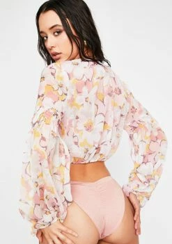 Power 2 The Flower Tops Anita Tie Front Top