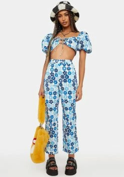 Another Girl Eco Floral Puff Sleeve Crop Top