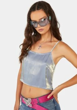 Pretty Garbage Cropped Satin Sleeveless Cami Top