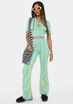 Another Girl Wavy Stripe Knit Trousers