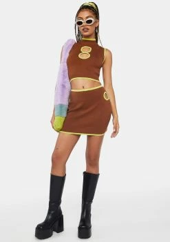 Another Girl Contrast Binding Knit Skirt