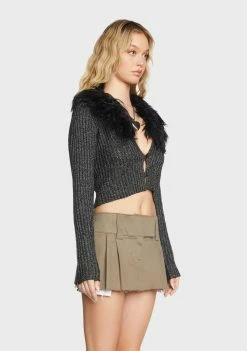 Buy π Pretty Garbage Tops Black Faux Fur Ribbed Knit Top β 9 Pretty Garbage Tops Black Faux Fur Ribbed Knit Top