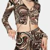 Outlet π Pretty Garbage Swirl Print Ruched Slit Top Tops β 1 Pretty Garbage Swirl Print Ruched Slit Top Tops