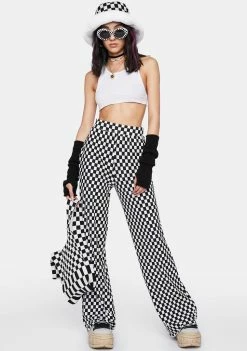 Pretty Garbage Checkered Knit Pants Trousers
