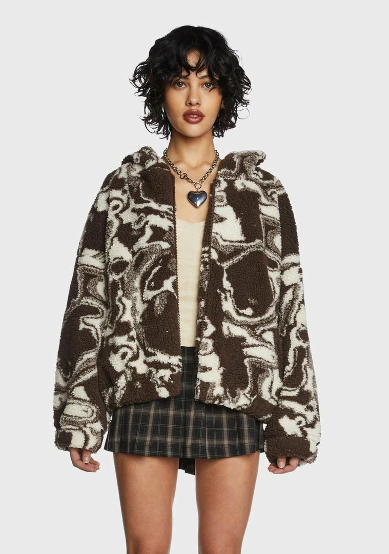 Top 10 β Pretty Garbage Brown Swirl Print Teddy Jacket π₯ 3 Pretty Garbage Brown Swirl Print Teddy Jacket