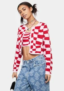 Pretty Garbage Knit Cardigans Geo Print Sweater Cardigan