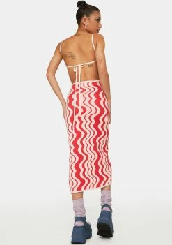 Pretty Garbage Wavy Print Midi Dress Midi Dresses