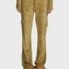 Pretty Garbage Olive Velour Cargo Pocket Track Pants Bottoms