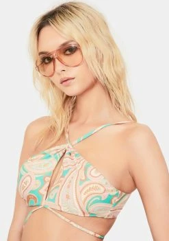 Power 2 The Flower Swim Paisley Maggie Crossover Bikini Top