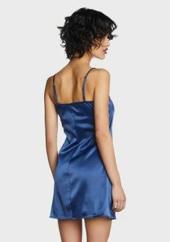 Pretty Garbage Dresses Navy Satin Corset Mini Dress