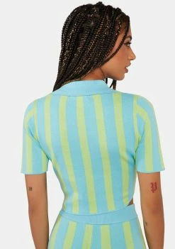 Flash Sale π Another Girl Keyhole Stripe Knit Polo Top π 9 Another Girl Keyhole Stripe Knit Polo Top