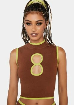 Another Girl Contrast Binding Knit Tank Tank Crop Top