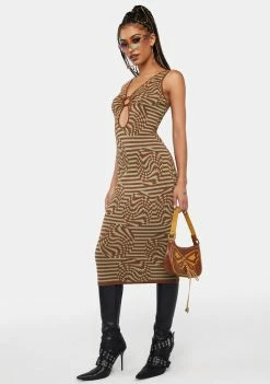 New β Another Girl Celeste Optical Stripe Knit Midi π Dress π 8 Another Girl Celeste Optical Stripe Knit Midi Dress
