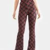 Another Girl Recycled Brown Geo Mesh Flare Pants Bottoms
