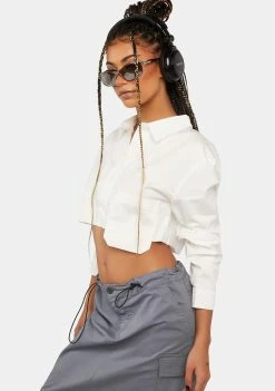Pretty Garbage Cropped Pocket Detail Shirt