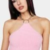 Pretty Garbage Pink Fuzzy Halter Top