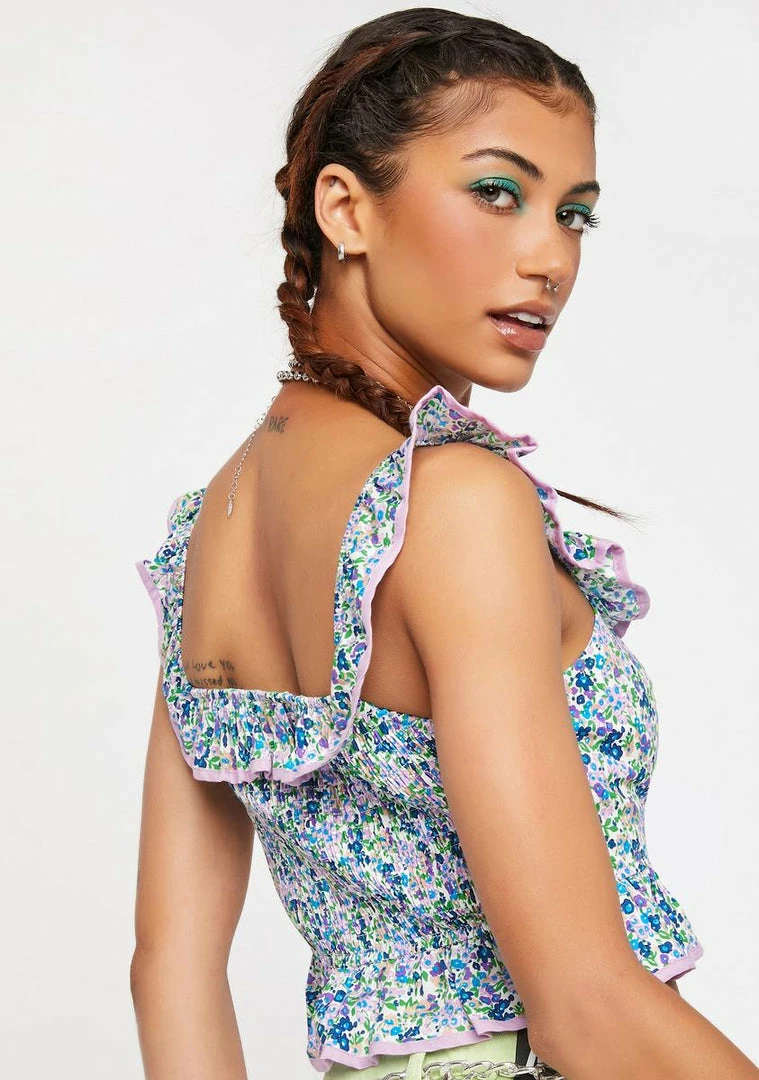 Buy π Another Girl Smocked Ditsy Crop Top π 6 Another Girl Smocked Ditsy Crop Top