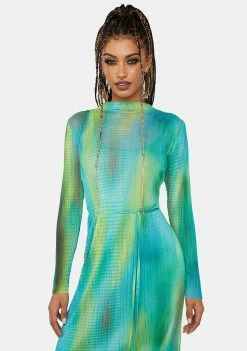 Another Girl Midi Dresses Pleated Mesh Space Blur Midi Dress