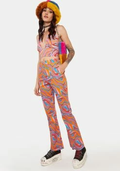 Another Girl Multi Print Cynthia Starr Swirl Print Flares