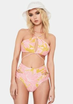 Power 2 The Flower Golden Fleur Anna Ruched Side Bikini Bottoms