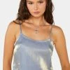 Pretty Garbage Cropped Satin Sleeveless Cami Top