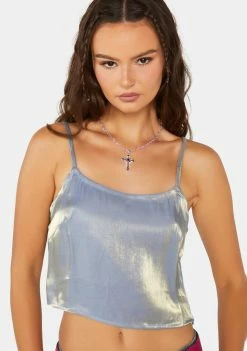 Pretty Garbage Cropped Satin Sleeveless Cami Top