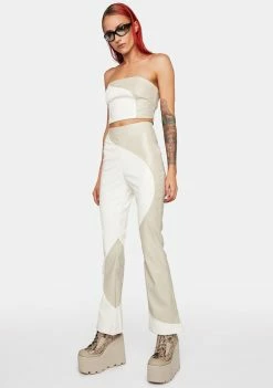 Pretty Garbage Flares Color Block Vegan Leather Pants