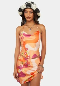 Another Girl Mini Skirt Psychedelic Floral Skirt