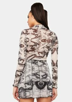 Pretty Garbage Bottoms Swirl Mesh Mini Skirt