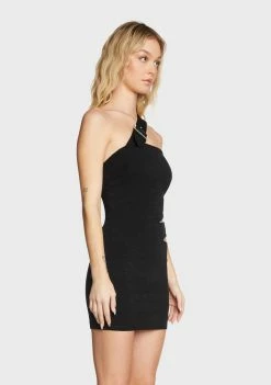 Pretty Garbage One Shoulder Buckle Mini Dress