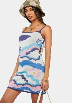 Another Girl Psychedelic Intarsia Mini Dress Dresses