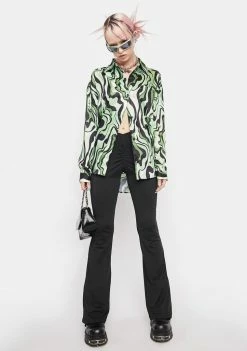 Best deal π Another Girl Tops Green Swirl Print Blouse π 8 Another Girl Tops Green Swirl Print Blouse