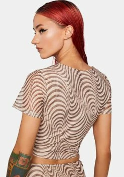 Pretty Garbage Swirl Print Mesh Baby Tee