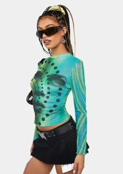 Another Girl Sadie Space Blur Mesh Top Mesh Shirt