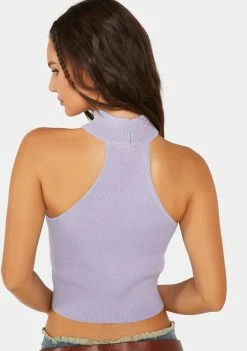 Pretty Garbage Tube Top Knit Choker Cropped Top