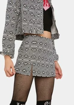 Another Girl Mono Heart Print Hipster Skirt Mini Skirt