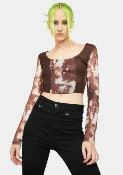 Pretty Garbage Mesh Panel Crop Top Tops