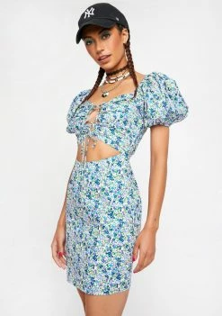 Another Girl Front Lace Up Ditsy Mini Dress Slip Dress