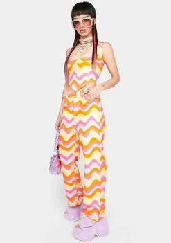 Another Girl Wavy Print Cropped Straight Leg Trousers