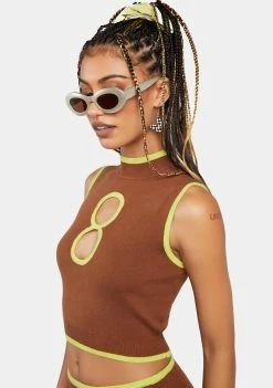 Another Girl Contrast Binding Knit Tank Tank Crop Top