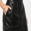 Pretty Garbage Bottoms Contrast Stitch Vegan Leather Skirt