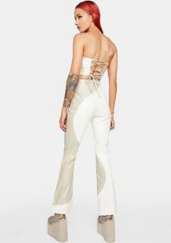 Pretty Garbage Flares Color Block Vegan Leather Pants