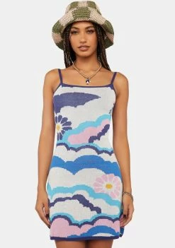 Another Girl Psychedelic Intarsia Mini Dress Dresses