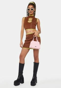 Another Girl Contrast Binding Knit Tank Tank Crop Top