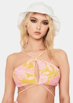Power 2 The Flower Golden Fleur Maggie Crossover Bikini Top