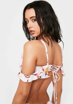 Power 2 The Flower Pink Floral Brigitte Bikini Top