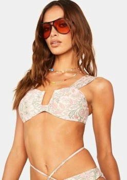 Power 2 The Flower Sharon Mesh Sleeve Bikini Top Bikini Tops